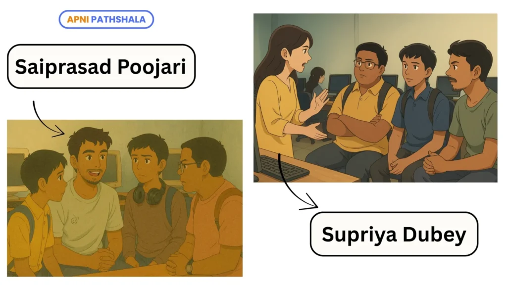 The Chapter 3 of story - Saiprasad Poojari and Supriya Dubey teaching and mentoring Shahid and Meraj at LFP Tardeo POD, helping them build confidence in digital skills.