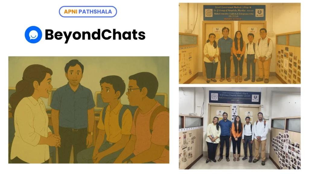 The Chapter 4 of story - Shahid and Meraj meeting Simran Jain and Pankaj Banrwal from BeyondChats, the moment they were offered the internship opportunity at JJ Hospital.