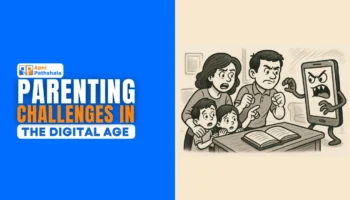 A cover image showing a family worried about the effects of digital addiction and unsafe screen use, representing Apni Pathshala’s blog on parenting challenges in the digital age.