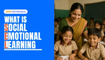 Teacher with smiling students in classroom, representing what is social emotional learning and its benefits for teachers, parents, and students.